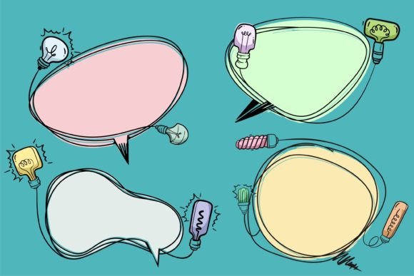 Download Colorful Light Bulb. Comic Speech Bubble - Light bulb Collection