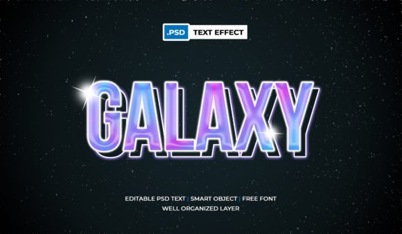 Download Galaxy Text Effect in Holographic Style - Graphic Collection