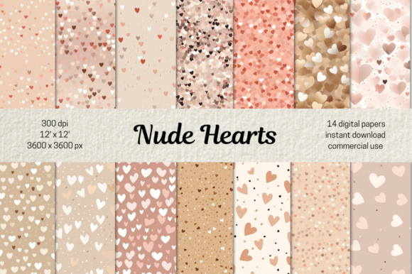 Download Valentines Nude Hearts Digital Papers - Valentine Collection