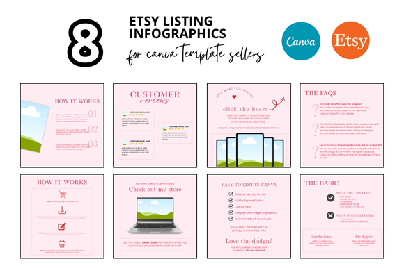 Download 8 Pink Etsy Listing Infographics - Graphic Collection
